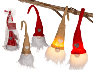 Stoffen kerstkabouter met LED (incl. batterij),
