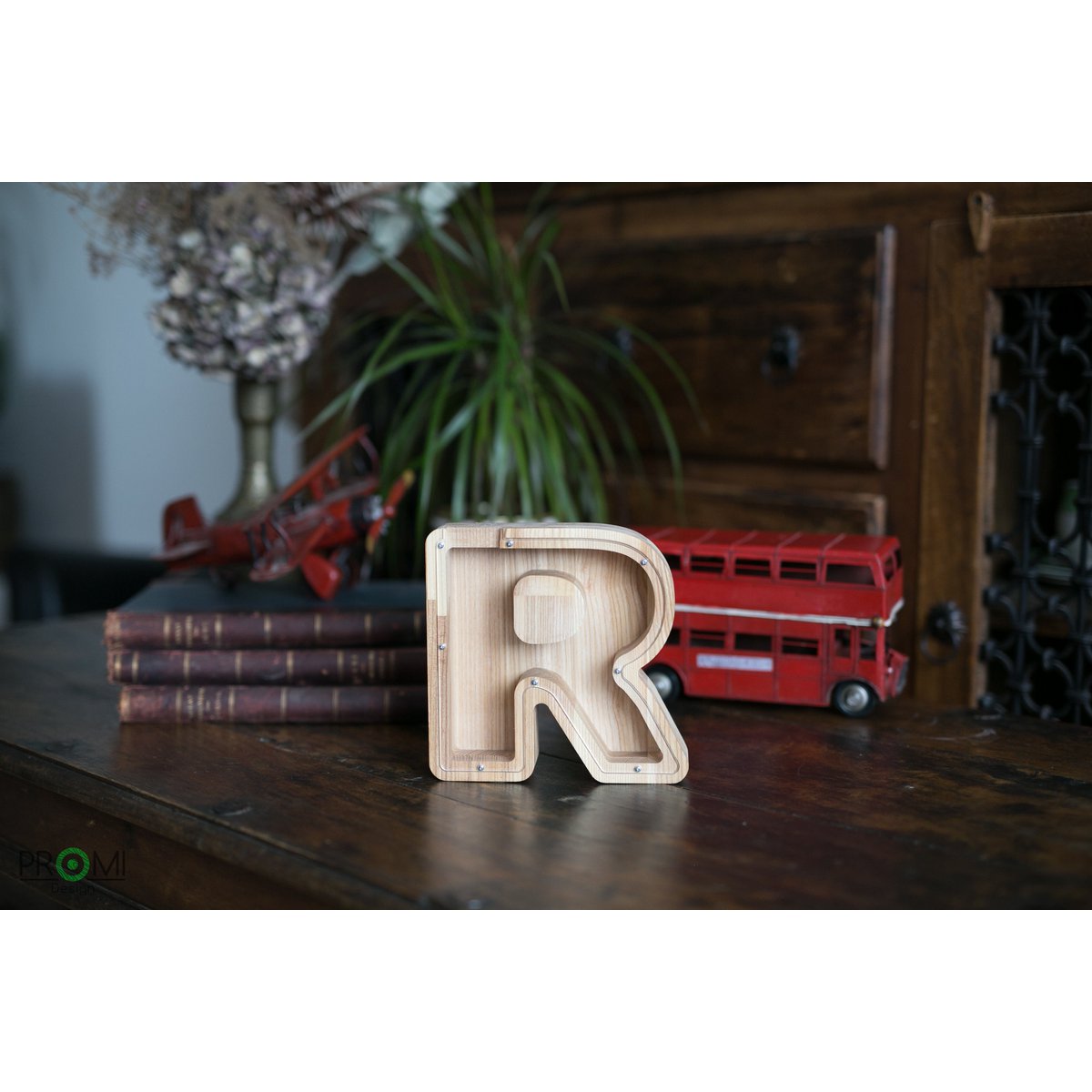 Wooden Piggy Bank Lille, brevpengebank, møntkasse, træboksepenge, sparer pengeboks