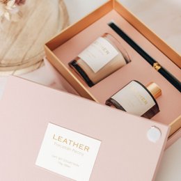 Coffret cadeau pivoine en porcelaine cuir rose