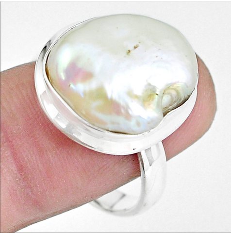 „Beruhigender und spiritueller“ Ring aus Perle und 925er Silber