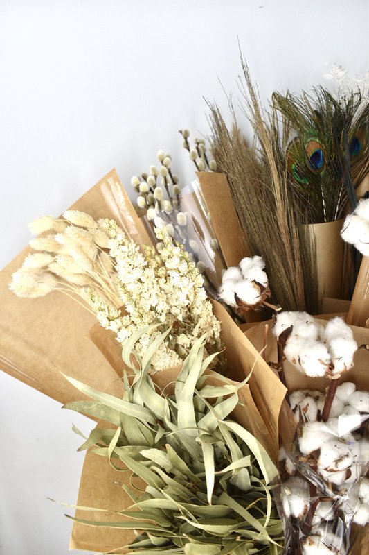 Mix dried flowers - black / white - 15 varieties