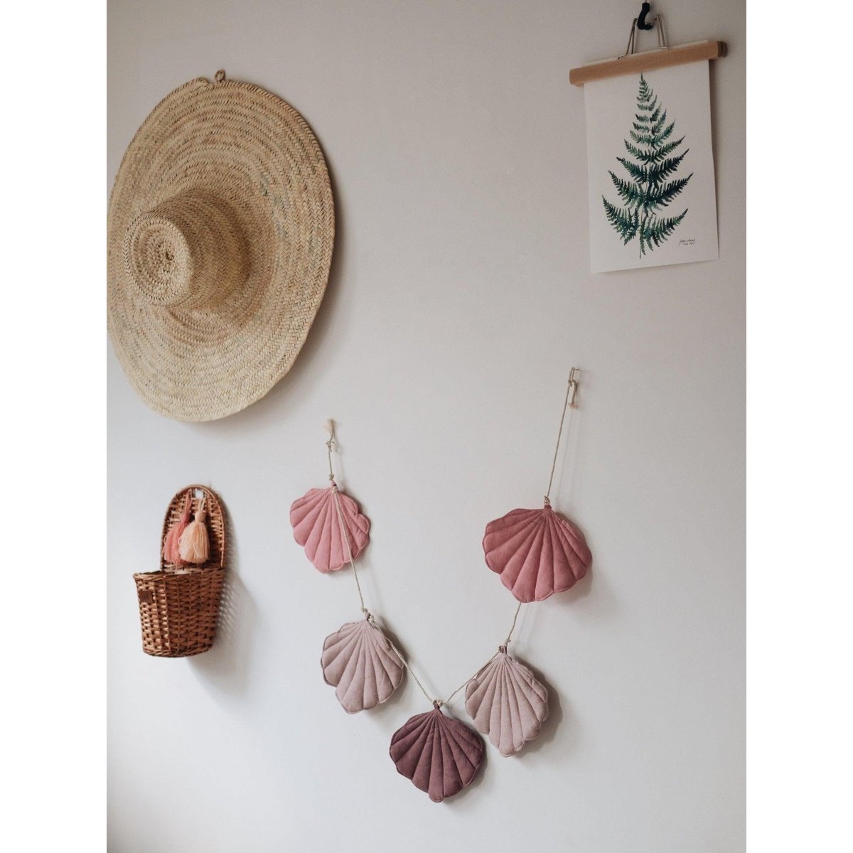 Guirlande de lin « rose » avec coquillages