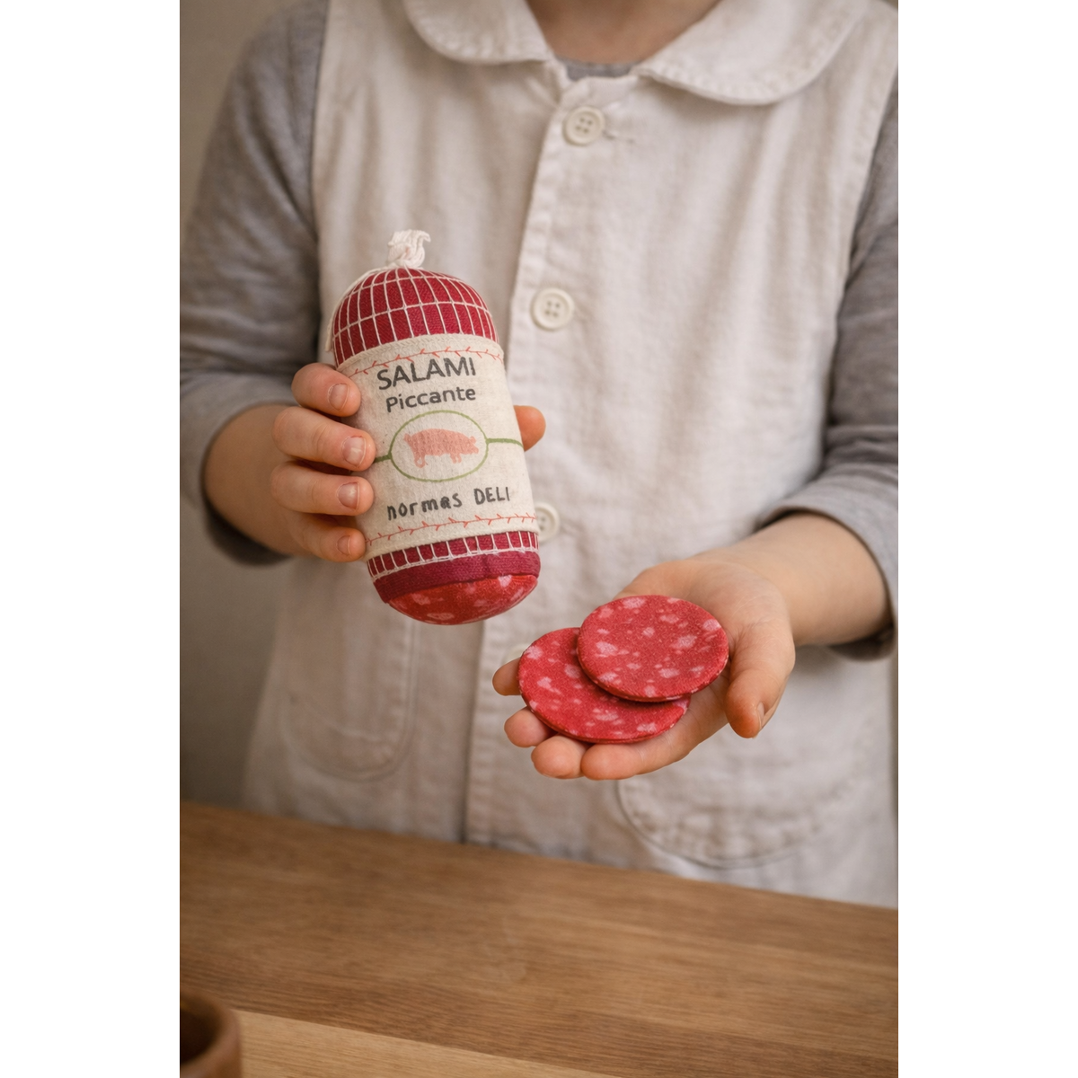 Salami Piccante Spielset – Handgefertigtes Stoffspielzeug – 1 Set