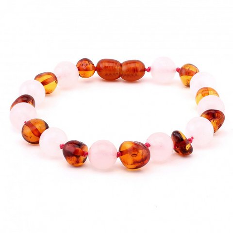 Barock Baltic Amber & Rose Quartz Armband 162