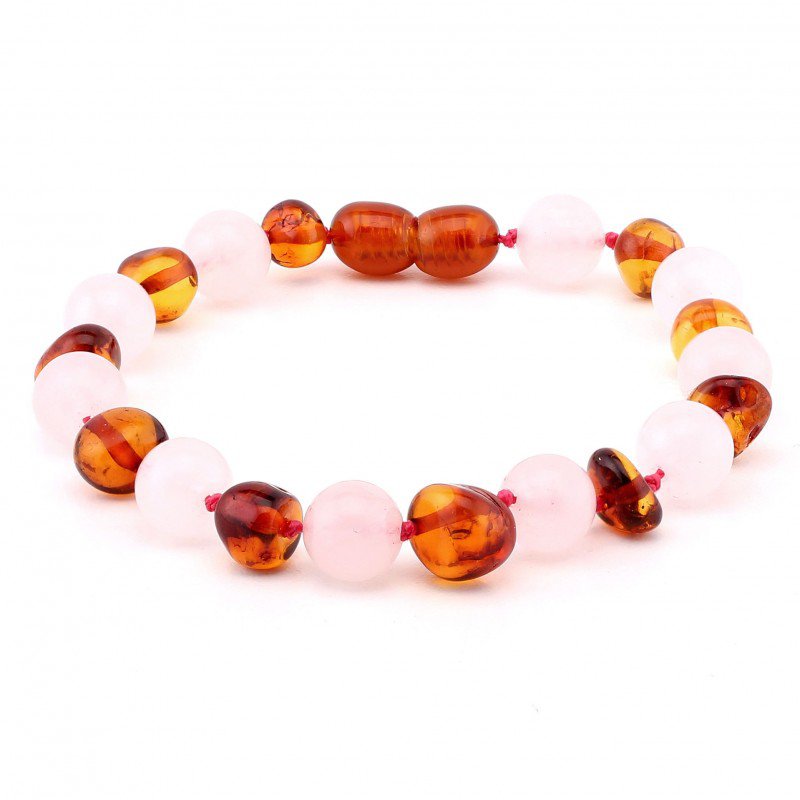 Barock Baltic Amber & Rose Quartz Armband 162