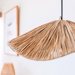 Boho Lampeskærm – Stor Raffia Loftslampe – Naturlig Pendel – Håndlavet Loftslampe Lavet af Raffia TAMPAH (Ø 53 cm)