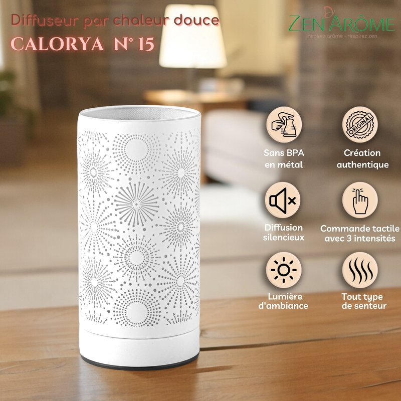 Diffuseur par chaleur douce - Calorya n°15 - Fondant Parfumé - Lampe à Parfum en Métal avec Commande Tactile - Éclairage d’Ambiance – Idée Cadeau Originale