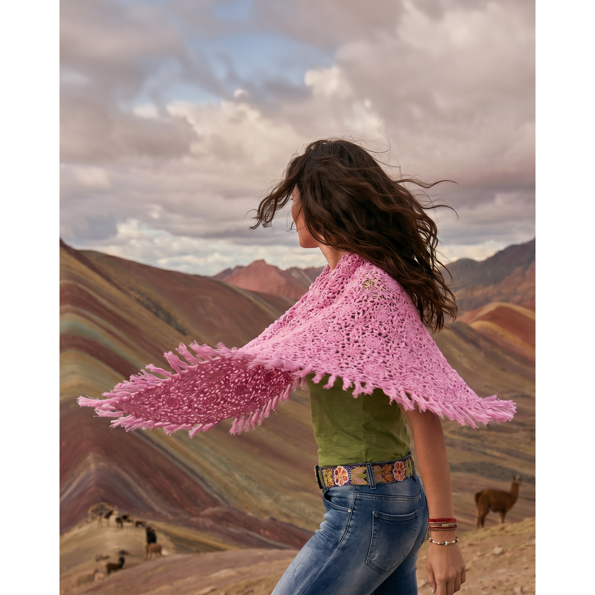 Cashmere scarf LA PAZ hand crocheted triangle