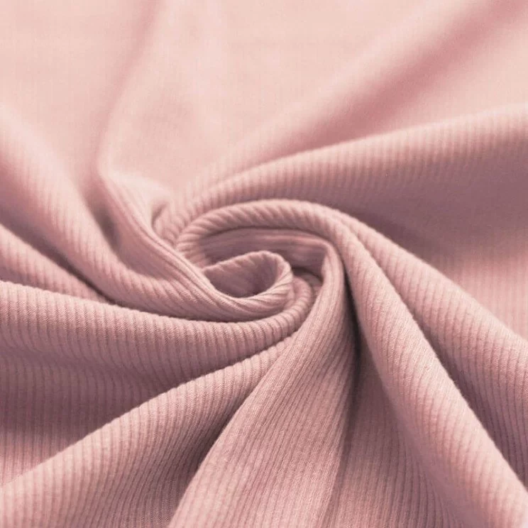 T-Shirt Volants Jersey Côtelé Rose Nude