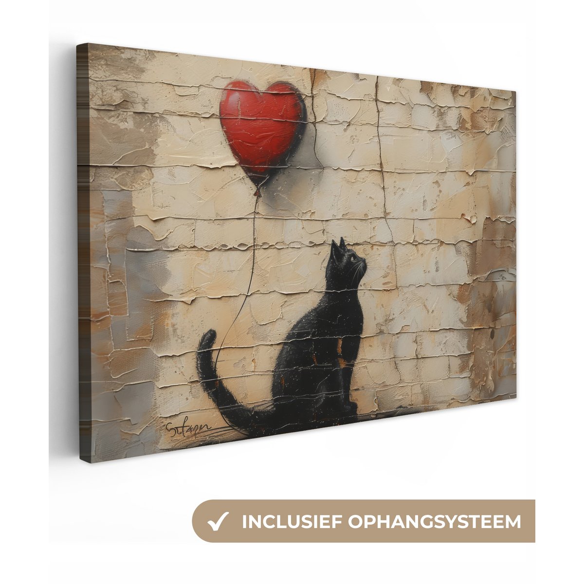 Leinwand Malerei - Wanddekoration Katze - Graffiti - Ballon - Street Art - Zusammenfassung - Wanddekoration Wohnzimmer - Raumdekoration modern - abstrakte Gemälde