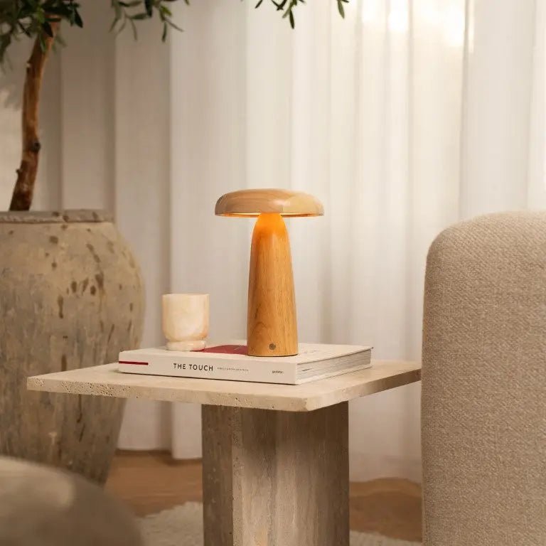 Lampe de table rechargeable en bois marron clair Lennart