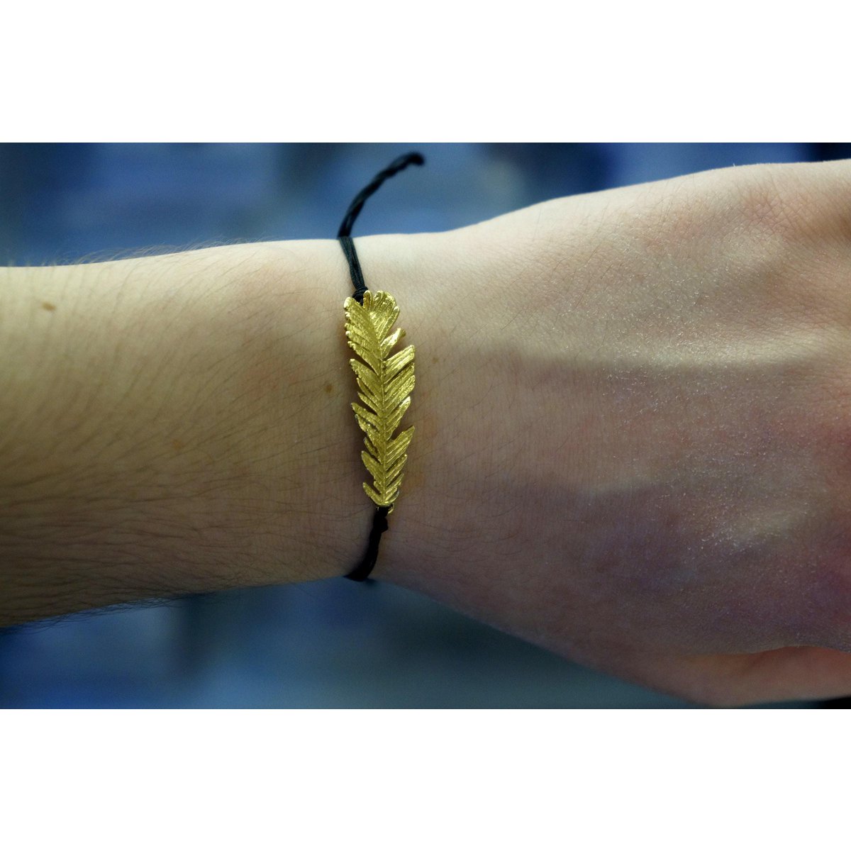 Acacia Leaf Bracelet: Adjustable Cord, Natural Botanical Jewelry