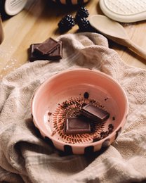 Medium Vintage Pottery Grater Bowl Pink and Brown - CHOCOLATE