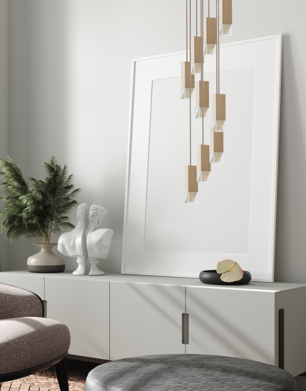 Lampe/en 9-lys lysekrone af messing