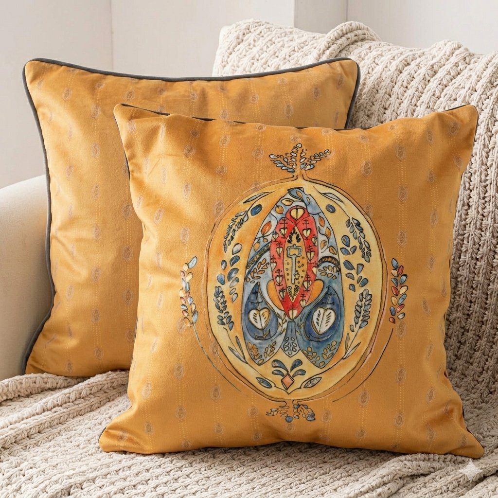 Cushion cover - 45x45 cm - SUZANNE - Ocher