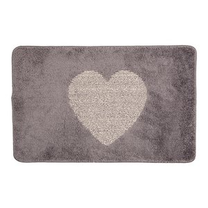 Badematte 78x48x1 cm Graues Polyester-Herz