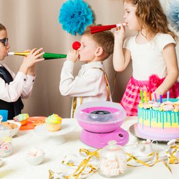  Zuckerwattemaschine für Zuhause Cotton Candy Machine Zuckerwatte Maschine mit Stäbchen und Messlöffel Höhe 18 cm 550W für Kinderfest, Geburtstag, Party Rosa