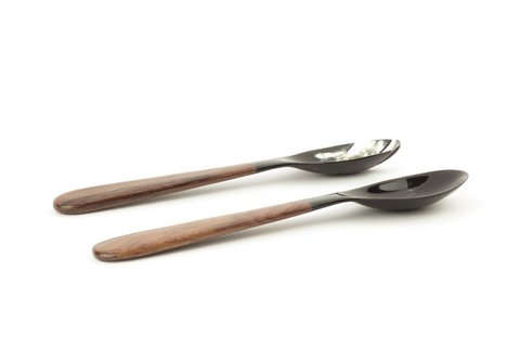 Large horn and wood cutlery
