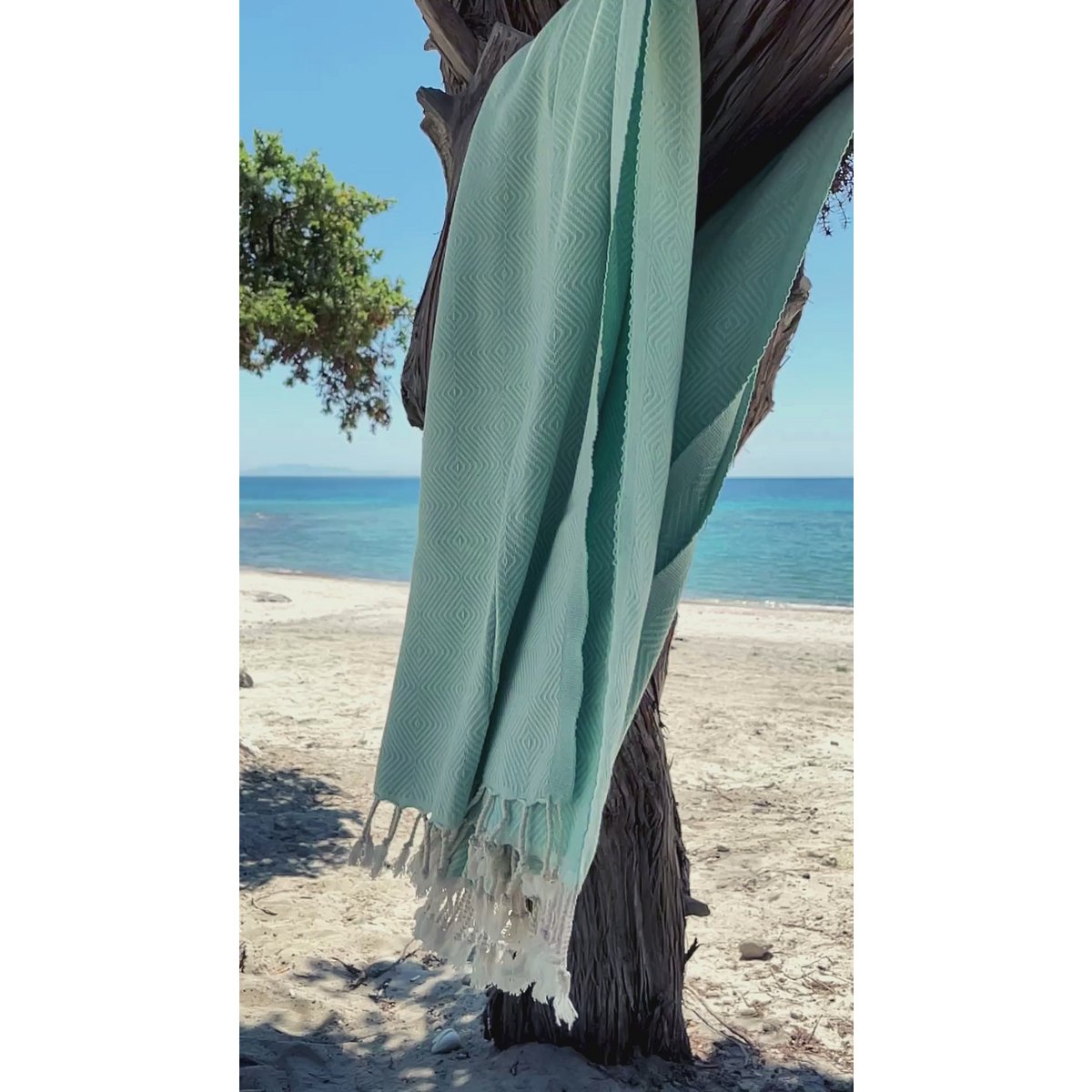 Toalla de piscina CRYSTAL Cotton Hammam – Libre de arena y compacta – Menta - 180x100 cm
