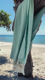 CRYSTAL Cotton Hammam Pool Towel – Sand Free & Compact – Mint - 180x100 cm