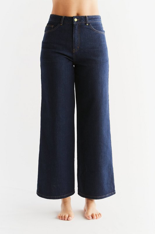 WE1009-231 | Damen Jeans med brede ben - Lapis Blue
