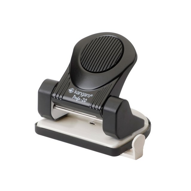 Perforadora Kangaro perfo 20 negra max 20 hojas, con guía, 0,55mm