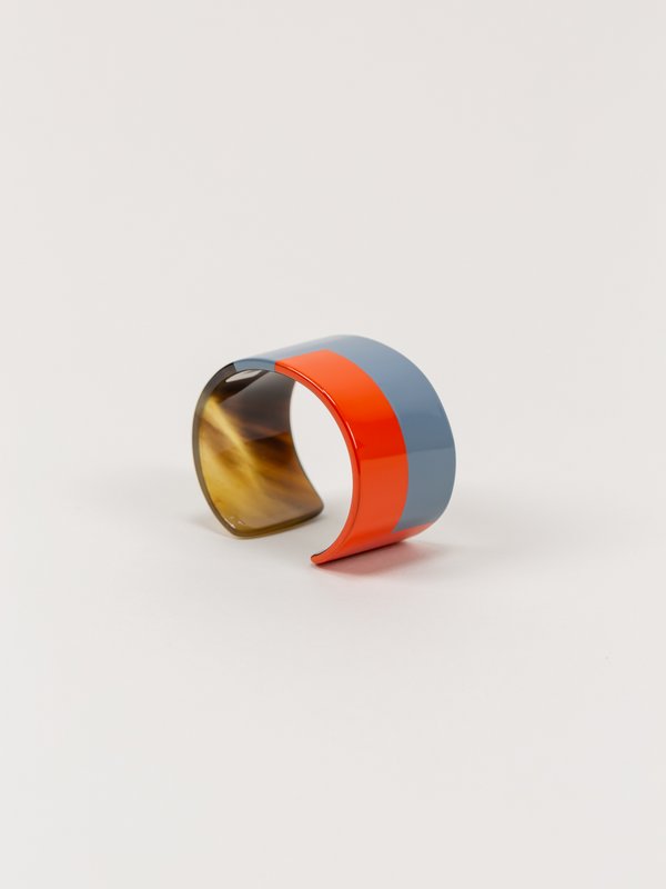 Manchette laquée orange et gris-bleu