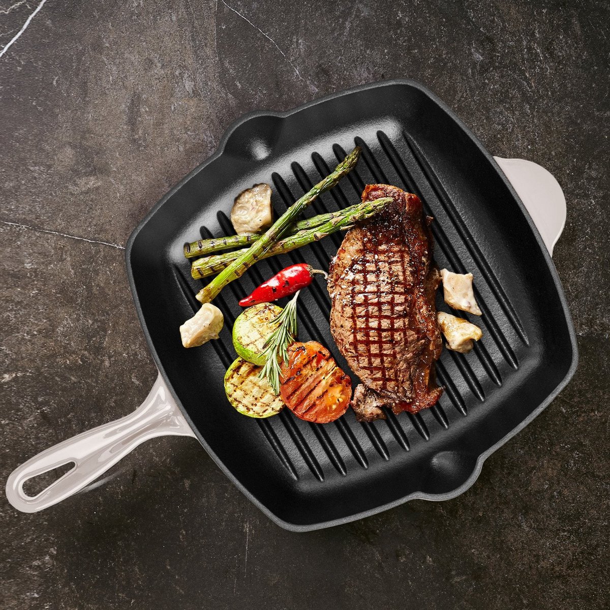 Cast Iron Grill Pan - Rose - 27cm
