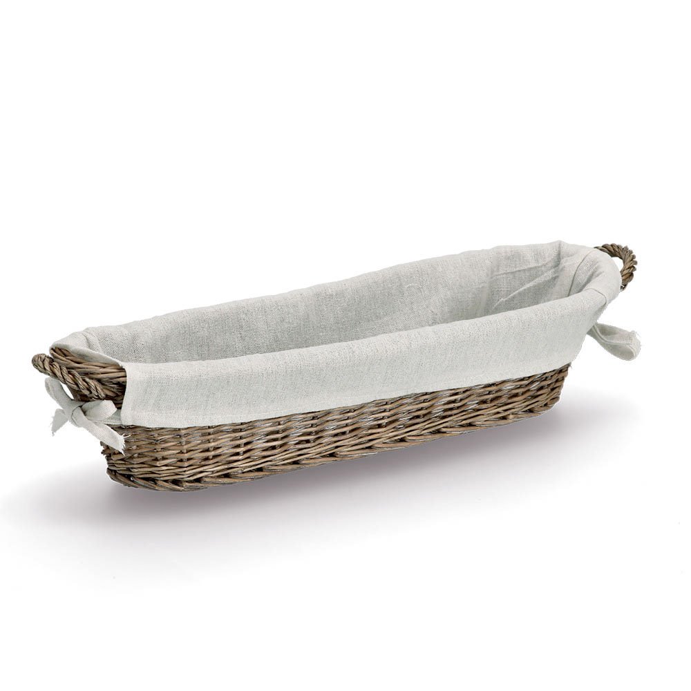 Baguette basket with bag, wicker/canvas