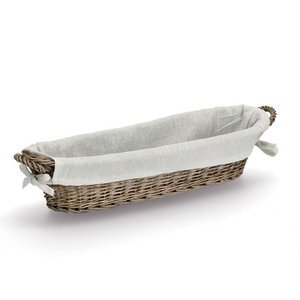 Baguette basket with bag, wicker/canvas