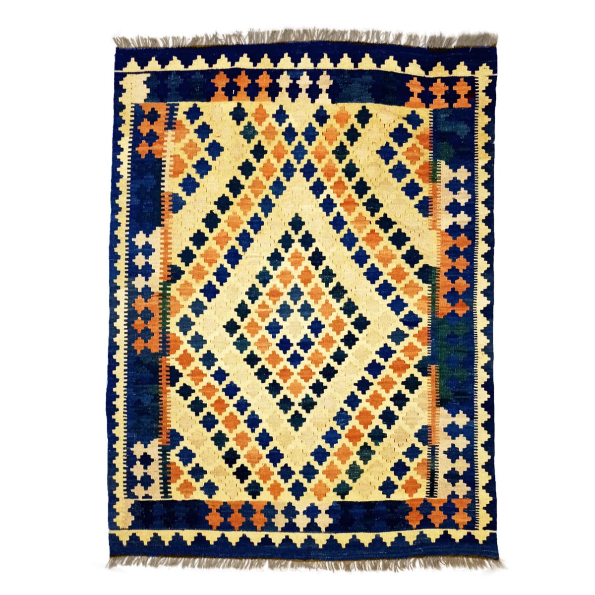 Alfombras Kilim rectangulares de arena dorada