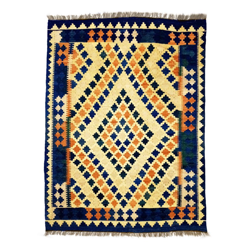 Alfombras Kilim rectangulares de arena dorada