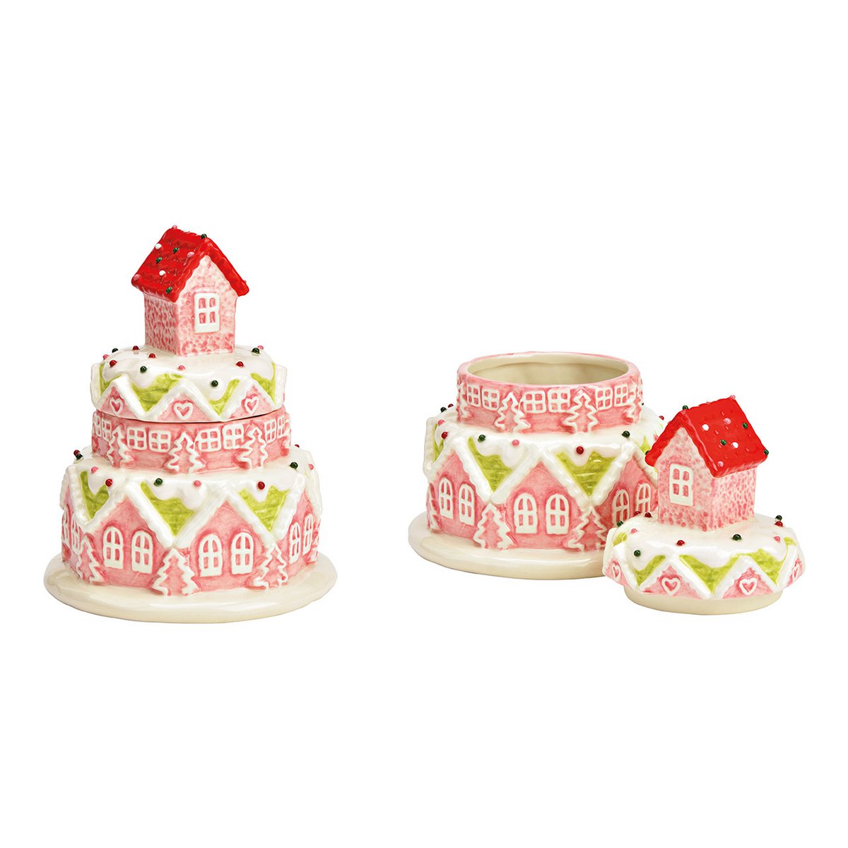 Tin of cake made of ceramic pink/pink (W/H/D) 14x18x14cm