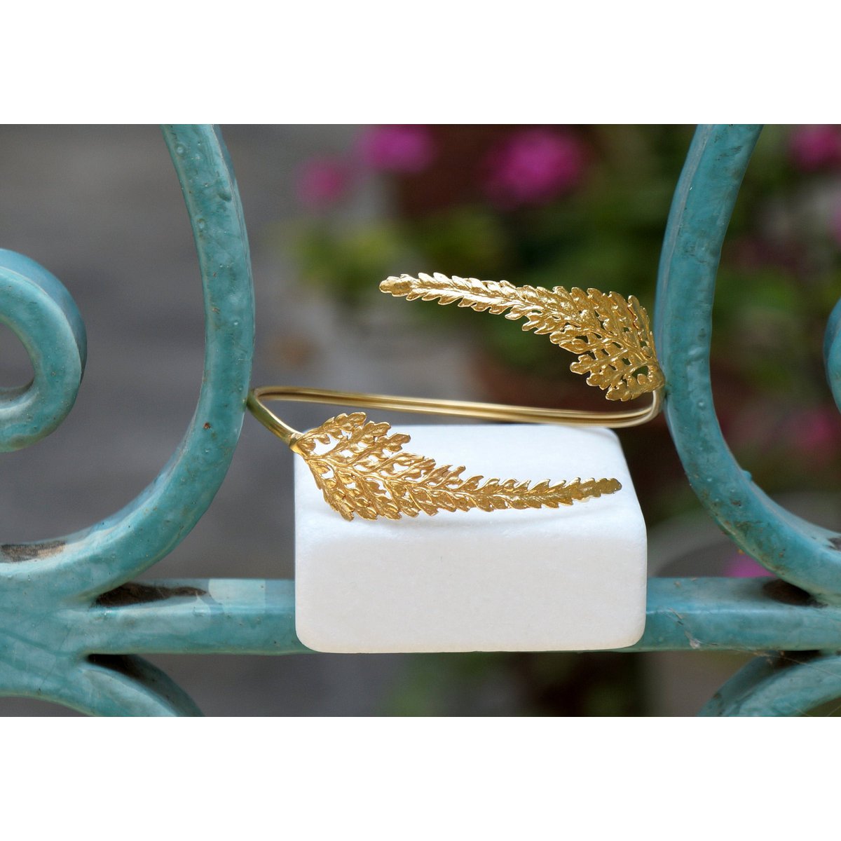 Gouden varenarmband, vergulde sterling zilveren sieraden, handgemaakte varenbladarmband, cadeau voor haar, verjaardagscadeau voor vrouwen