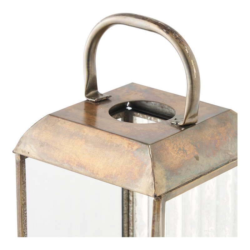 Herslev Laterne, Glas/Metall, Antikmessing-Optik, 12x12x49 cm
