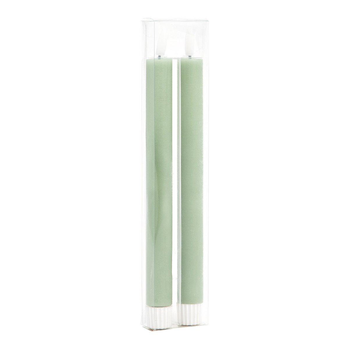 LED Stabkerzen Set 2-er Set, aus Wachs salbei (B/H/T) 2x24x2cm mit Off/Timer Batteriebetrieb 2xAAA nicht enthalten