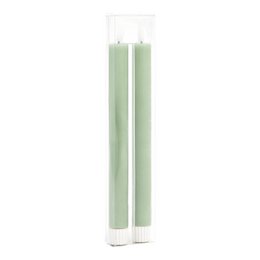 LED Stabkerzen Set 2-er Set, aus Wachs salbei (B/H/T) 2x24x2cm mit Off/Timer Batteriebetrieb 2xAAA nicht enthalten