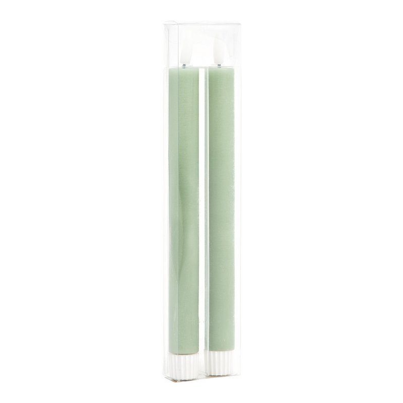 LED Stabkerzen Set 2-er Set, aus Wachs salbei (B/H/T) 2x24x2cm mit Off/Timer Batteriebetrieb 2xAAA nicht enthalten