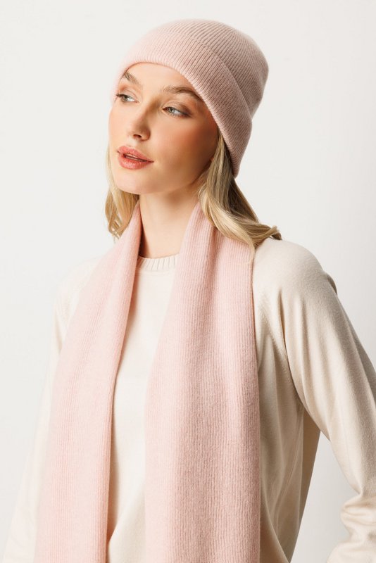 Diana Beanie & Scarf Cashmere Set Pink