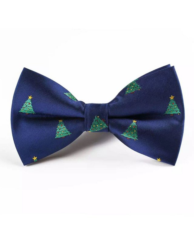 Bowtie - Blue with Xmas trees