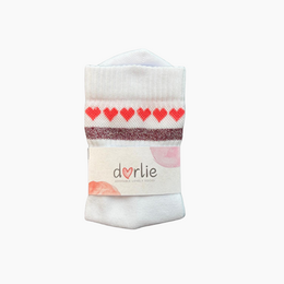 Glitzersocken Herzchenkette - rot