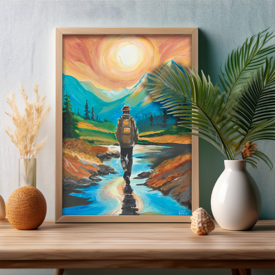 The Lonely Traveler – A4 art print of original acrylic painting