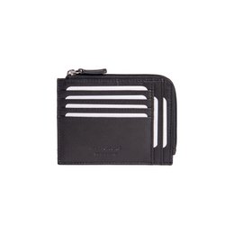 RB10793A | Karten-/Dokumentenetui mit Reißverschluss und RFID-Schutz aus echtem Vollnarbenleder mit leichter Narbung. Schwarze Farbe. Abmessungen: 12 x 9 x 0,5 cm