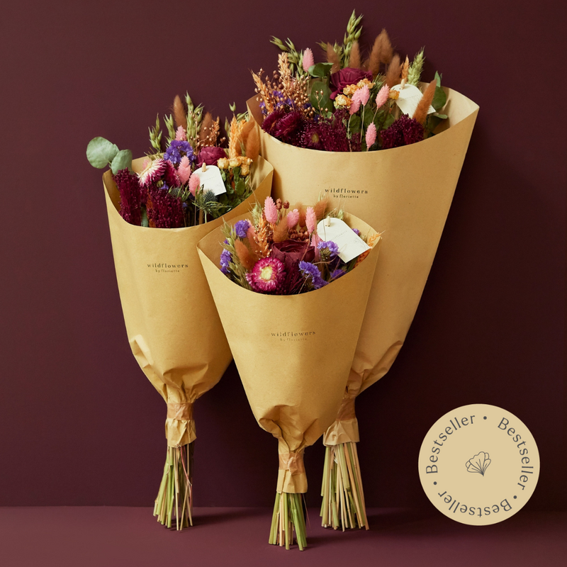 Tørrede blomster - feltbuket - Bourgogne