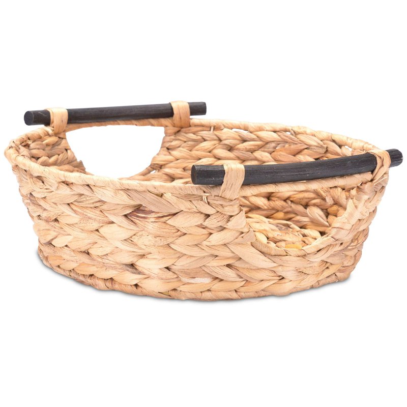 Large laundry tub, basket braided out of water hyacinth with wooden handles