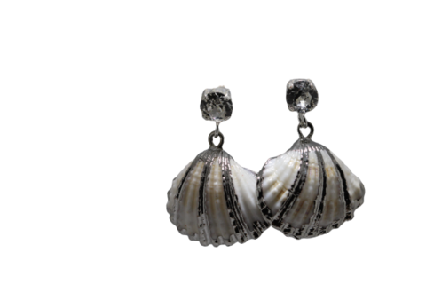 Ear stud Swarovski element with shell / cockle