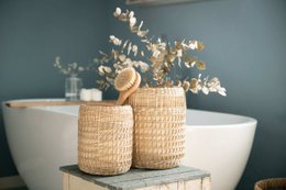 Bodenvase aus Bambus und Seegras für Pampasgras und Trockenblumen