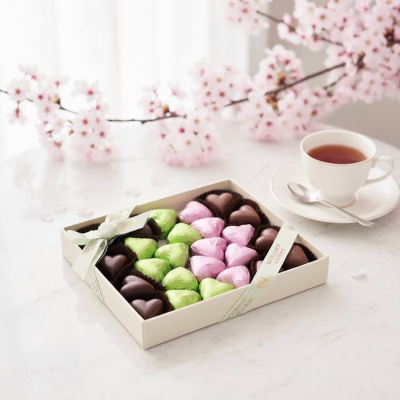 Scatola di cuori di cioccolato misti