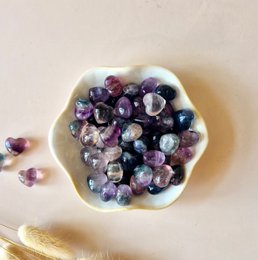 Mini Gemstone Heart Backstone - Fluorite (1.5 cm) for Crystal Confetti