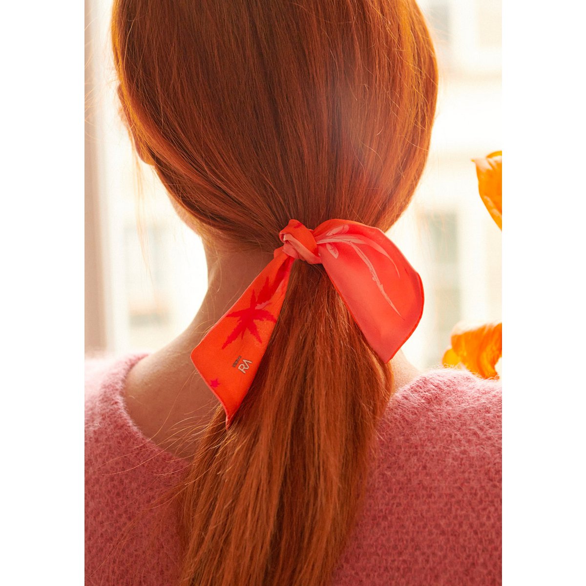 Foulard ruban Virginie Riou « La petite cassiopée orange»